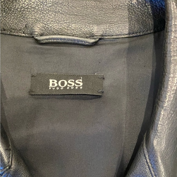 HUGO BOSS Men’s Black Leather Jacket Made in Italy - Picture 3 of 10